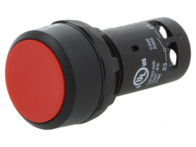 Comutator apăsare 22mm 1 NO roșu Poz.i stabil