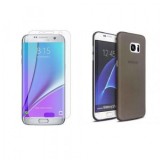 Pachet husa pentru Samsung Galaxy S6 Edge Slim Fumuriu cu folie de protectie gratis, MyStyle