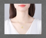 Colier din Argint 925 Placat cu Aur Galben , Medalion Banut Stella Maris cu Zirconiu