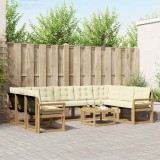 vidaXL Set de canapele de exterior cu pernă 10 pcs Alb și crem 3389884