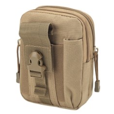 Borseta tactica pentru talie multifunctionala 1L, organizator EDC, poliester rezistent, impermeabil, bej 18 cm