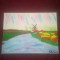 TABLOU PE PANZA CU SASIU NOU 30 X 40 CM PEISAJ PRET DOAR 10 LEI