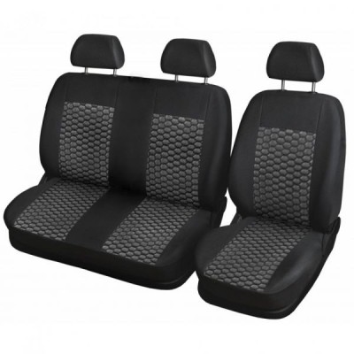 Huse pentru IVECO DAILY 2006-2011 Van Negru Alb Piele Textile foto