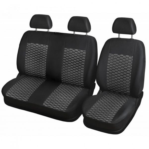 Huse pentru IVECO DAILY 2006-2011 Van Negru Alb Piele Textile