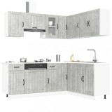 Set dulapuri de bucătărie 11 piese &bdquo;Kalmar&rdquo; gri beton Lemn