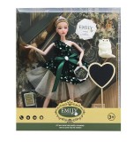 Papusa Emily 30 cm cu rochita eleganta si figurina bufnita