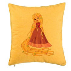 Perna Decorativa, Model Printesa Rochie Mov, 40x40 cm, Galben, Husa Detasabila, Burduf foto