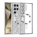 Husa premium Samsung Galaxy S22 Ultra 5G Asteroid GSM Luxury Glitter MagSafe, argintiu
