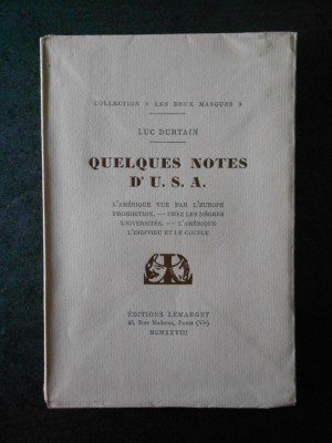 LUC DURTAIN - QUELQUES NOTES D&amp;#039; U.S.A. (1928) foto