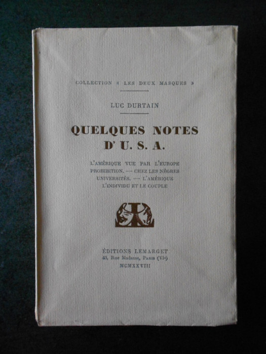 LUC DURTAIN - QUELQUES NOTES D&#039; U.S.A. (1928)