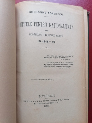 Gh. Adamescu Luptele pentru nationalitate ale romanilor de peste munți foto