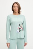 United Colors of Benetton longsleeve de pijama culoarea turcoaz, 3Y5E3M07Q