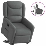 vidaXL Fotoliu rabatabil cu ridicare pe verticală, gri &icirc;nchis, textil
