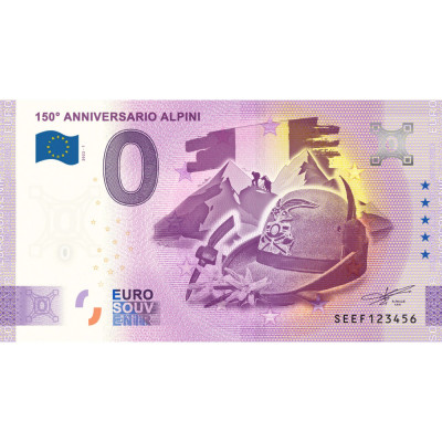 !!! 0 EURO SOUVENIR - ITALIA , 150 ANI ALPINI , VANATORI DE MUNTE - 2022.1 - UNC foto