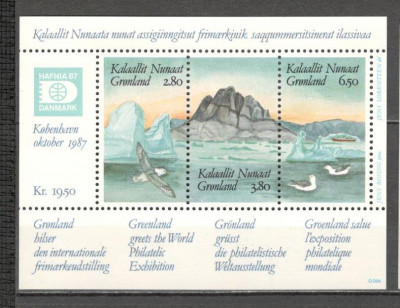 Groenlanda.1987 Expozitia filatelica HAFNIA-Bl. MG.5 foto
