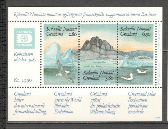 Groenlanda.1987 Expozitia filatelica HAFNIA-Bl. MG.5
