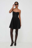 Cumpara ieftin Bardot rochie culoarea negru, mini, evazati