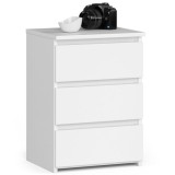 Cumpara ieftin Comoda, placa laminata, 3 sertare, alb, 40x35x56.8 cm, Akord Furniture Factory