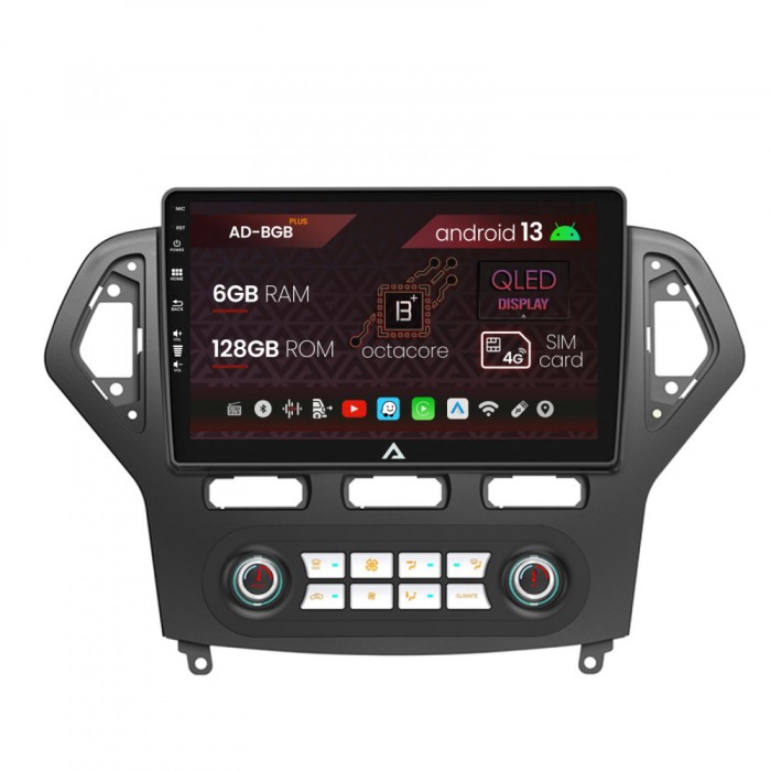 Navigatie Ford Mondeo (2007-2010) Clima Automata, Android 13, B-Octacore 6GB RAM + 128GB ROM, 10.1 Inch - AD-BGB10006+AD-BGRKIT127