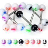 Piercing limbă - smiley colorat - Culoare Piercing: Albastru