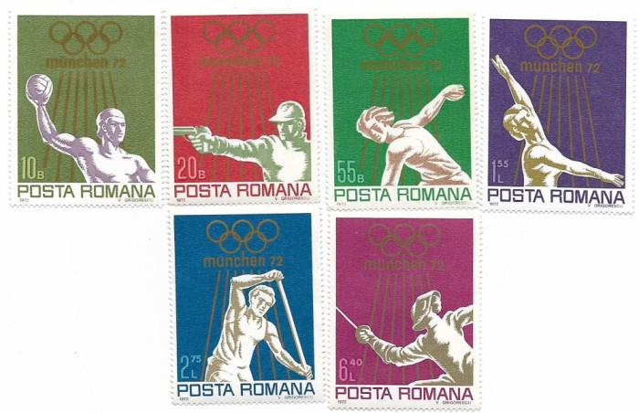 Romania (478) - J.O. de Vara, Munchen, 1972, serie neobliterata