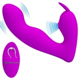 Vibrator dublu PRETTY LOVE Josephine, cu pulsații, pentru clitoris și punctul G, control prin telecomandă, 12 funcții de vibrație, mov