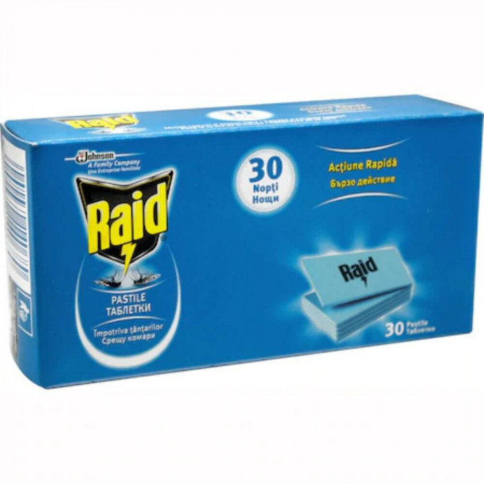 Rezerve Pastile Anti Tantari Raid, 30 Buc/Set, Impotriva Tantarilor, Insecticid, Rezerve Pastile Aparat Impotriva Tantarilor Raid, 30 Pastile pentru A