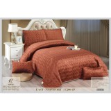 Cumpara ieftin Cuvertura de pat si 4 Fete de Perna din Catifea, Matlasata, 220 x 240 cm, Set 5 piese, Caramiziu - EAT296