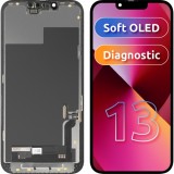 Display cu Touchscreen MP compatibil cu Apple iPhone 13, cu Rama, Versiune Soft OLED FHD Diagnostic, Negru