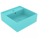 Cumpara ieftin Chiuvetă lux preaplin verde mat 41x41 cm ceramică pătrat