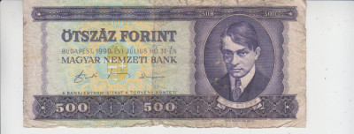 M1 - Bancnota foarte veche - Ungaria - 500 forint - 1990 foto