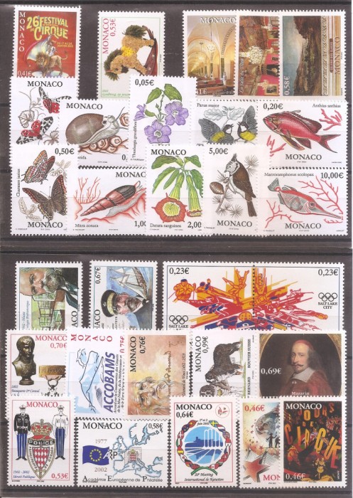 Monaco 2002 - An complet (37 serii), MNH (vezi descrierea)