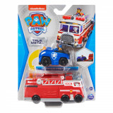 PATRULA CATELUSILOR CAMION DE POMPIERI CU FIGURINA METALICA SuperHeroes ToysZone, Spin Master