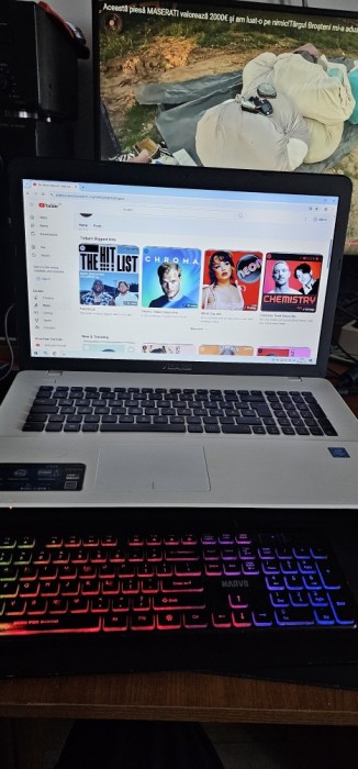 LEPTOP ASUS F751S Procesor Intel Pentium N3700 Quad Core, memorie DDR3 8 GB, SSD 240 GB , WIN10 INSTALAT RECENT .