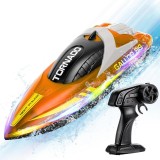 Cumpara ieftin Barca cu telecomanda iUni HJ819, RC High-Speed Boat, Viteza 15 km/h, 2.4GHz, Portocaliu