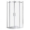 Cabină de duș Virgo curbată, cu rolă, cu &icirc;nveliș Easy Clean, fără cădiță de duș, Wellis