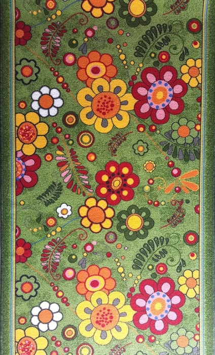 Traversa Flori, Verde, Latime 100 cm, Diverse Lungimi, 820 gr/mp