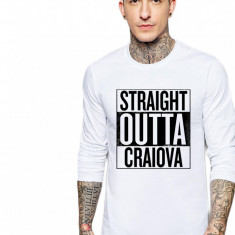 Bluza barbati alba - Straight Outta Craiova - M