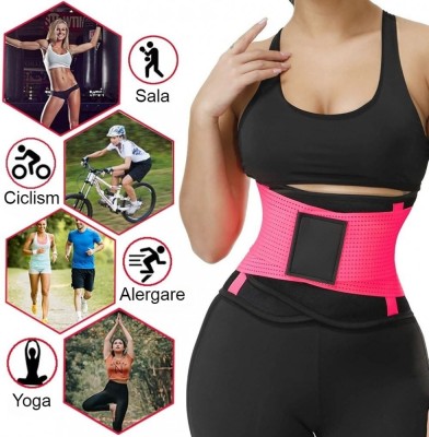 Centura abdominala SERBY , pentru fitnes si conturarea talie , negru cu roz foto
