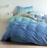 Cumpara ieftin Lenjerie Pat Bumbac Albastru, 4 Piese, Cu Elastic 140x200 cm
