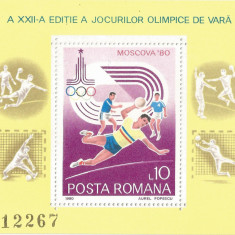 România, LP 1012/1980, J.O. de Vara, Moscova, colita dantelata, MNH