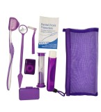 Kit igienă orală Generic, curățare dinți și limbă, mov, 8 piese