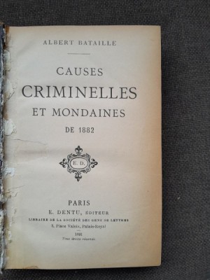 Causes criminelles et mondaines de 1882 - Albert Bataille foto