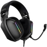 Casti Gaming cu Microfon, Over-Ear, Surround Sound, RGB, Reducere Zgomot, Control Volum, Rotativ 360&deg;, PC, PS4, PS5, Xbox, Switch, Negru