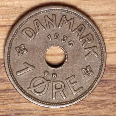 Danemarca - moneda de colectie bronz - 1 ore 1936 XF - absout superba !