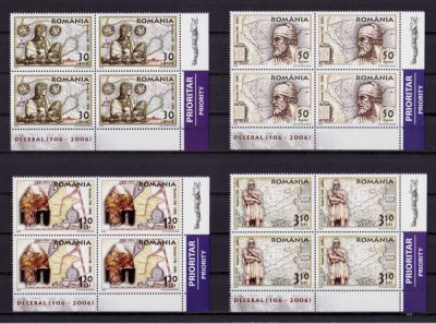 RO 2006 , LP 1730 ,&amp;quot;Ziua marcii rom. - Decebal &amp;quot; , bloc 4 cu tabs - tip II , MNH foto