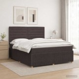 Cumpara ieftin Pat cu arcuri LED si saltea Maro inchis 140 x 190 cm Tesatura
