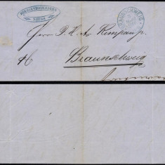 Germany 1866 Stampless Cover + Content Neuss Braunschweig DB.322