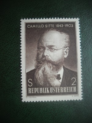 HOPCT TIMBRE MNH 817 ARHITECT URBAN CAMILLO SITTE 1968 -1 VAL AUSTRIA foto