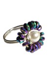 Inel cu sateliti de Hematite multicolore, fir argintiu, Multicolor, 5.3 cm, 46 - 56, RavariuArt
